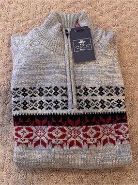 NZA New Zealand 25HN408 Half Zip Sweater Men's Medium - Soft Blue Melange - New